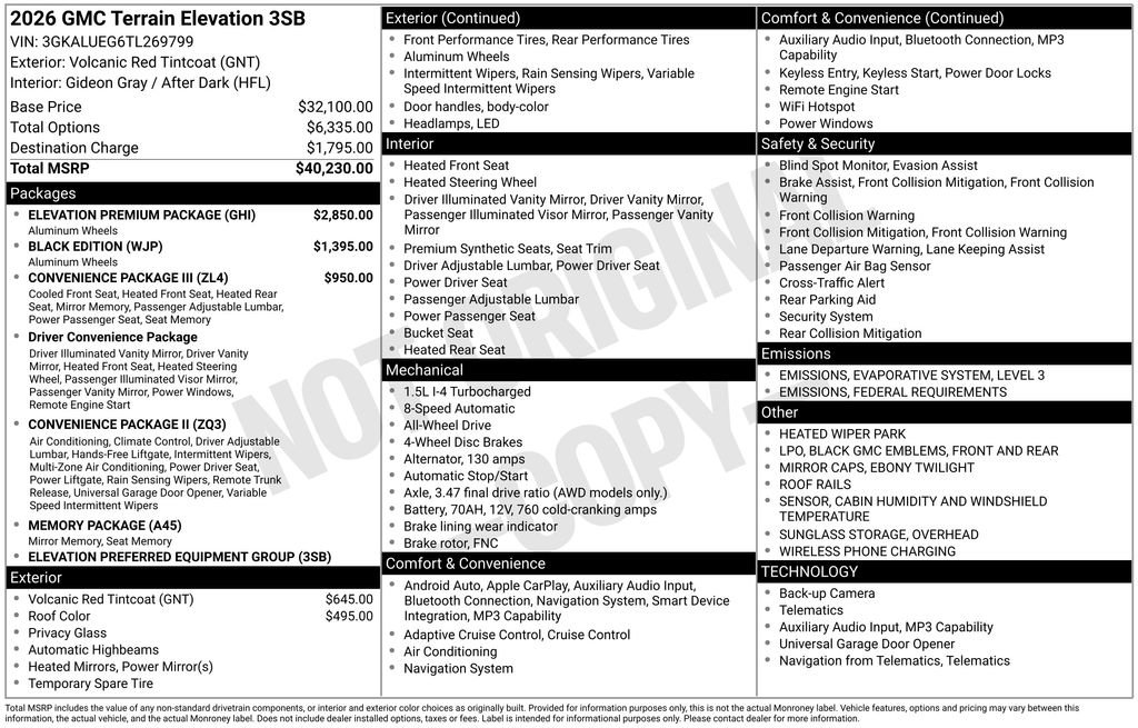 New 2026 GMC Terrain Elevation w/ Elevation Premium Package image 41