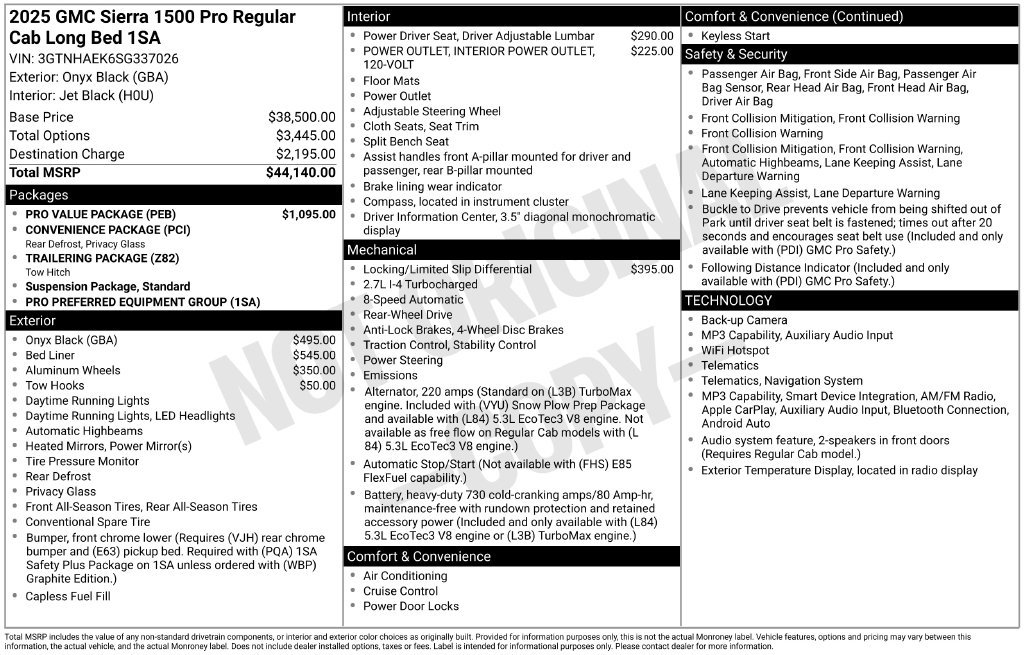 Certified 2025 GMC Sierra 1500 Pro w/ Pro Value Package RWD image 5