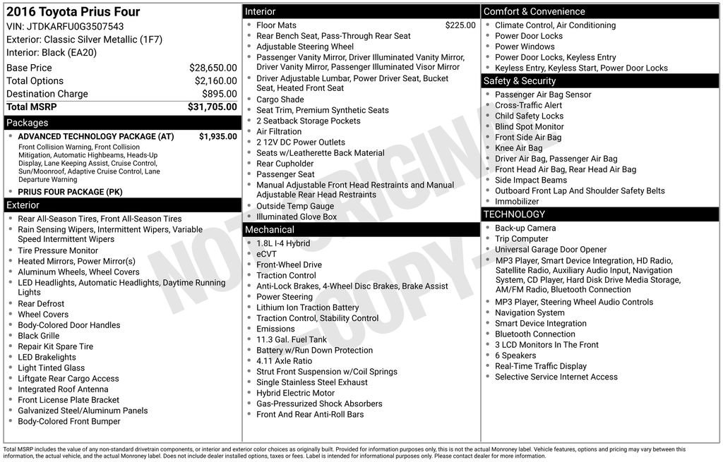 Certified 2016 Toyota Prius Four w/ Advanced Technology Package FWD image 40