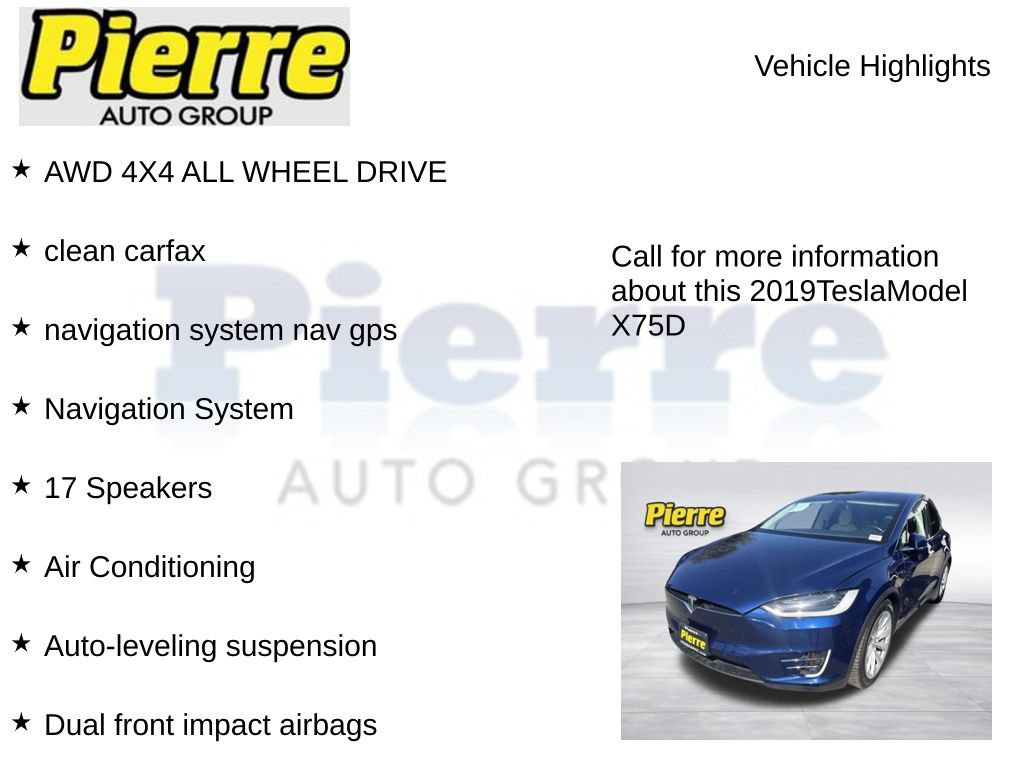 Used 2019 Tesla Model X 75D AWD/4WD image 2