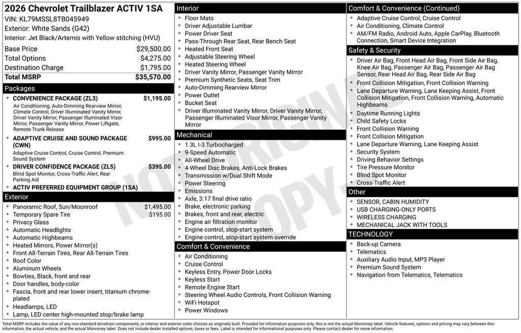 New 2026 Chevrolet TrailBlazer ACTIV w/ Convenience Package image 6