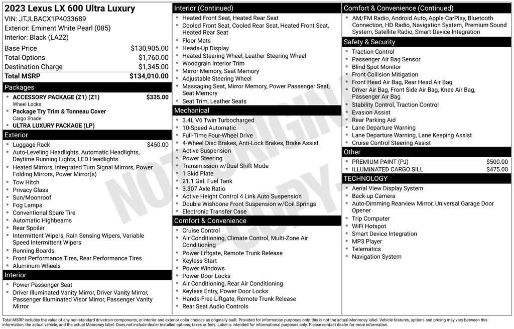 Used 2023 Lexus LX 600 4WD w/ Accessory Package (Z1) image 47