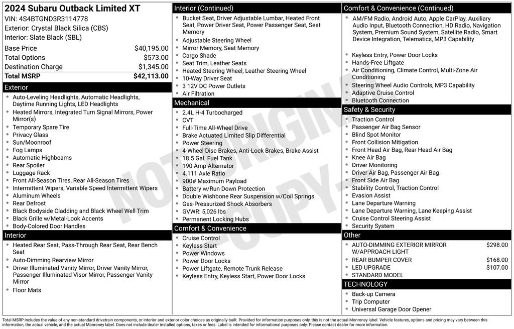Certified 2024 Subaru Outback Limited XT image 8
