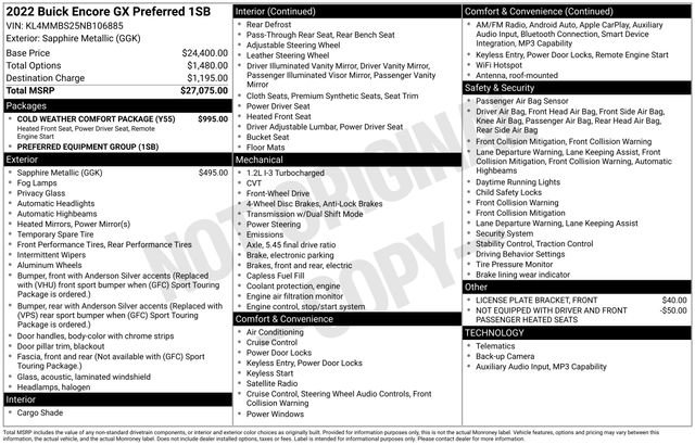 Used 2022 Buick Encore GX Preferred w/ Cold Weather Comfort Package FWD image 7