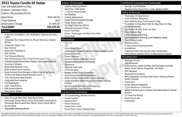 Used 2023 Toyota Corolla SE FWD image 19