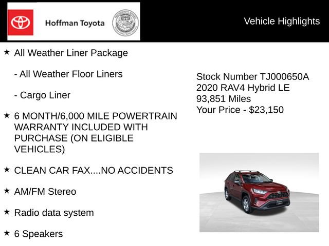 Used 2020 Toyota RAV4 LE w/ All Weather Liner Package AWD/4WD image 5