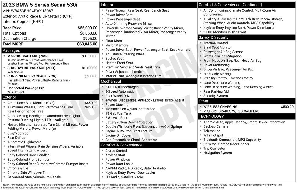 Used 2023 BMW 530i w/ M Sport Package RWD image 5