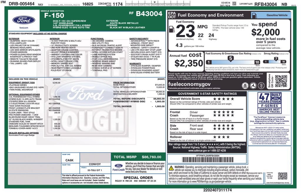 Used 2024 Ford F150 Platinum w/ Equipment Group 702A High AWD/4WD image 22