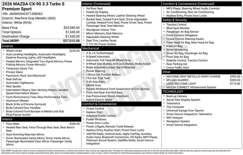 Certified 2026 MAZDA CX-90 3.3 Turbo S w/ Premium Package AWD/4WD image 7