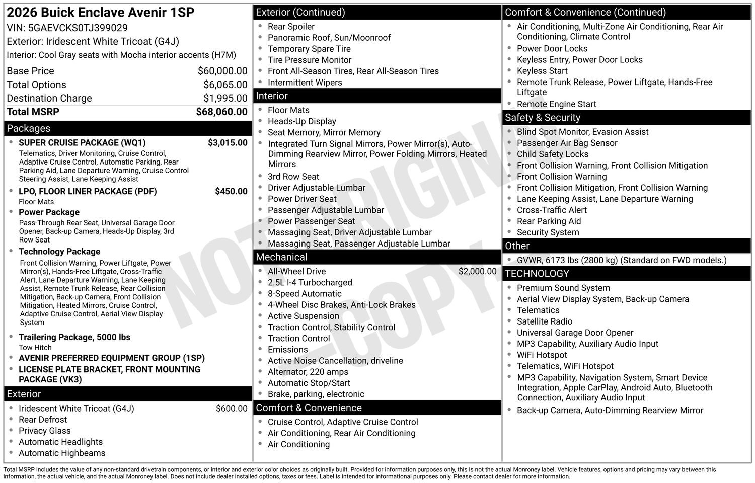 New 2026 Buick Enclave Avenir w/ Super Cruise Package AWD/4WD image 15