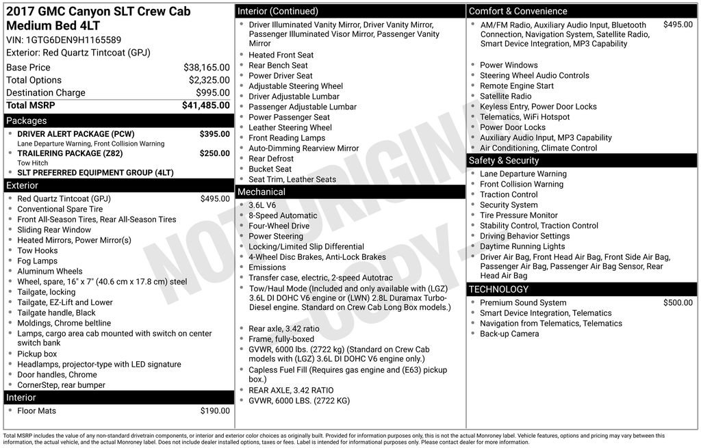 Used 2017 GMC Canyon SLT w/ Driver Alert Package image 13