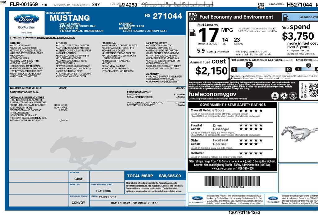 Used 2017 Ford Mustang GT w/ GT Performance Package RWD image 3