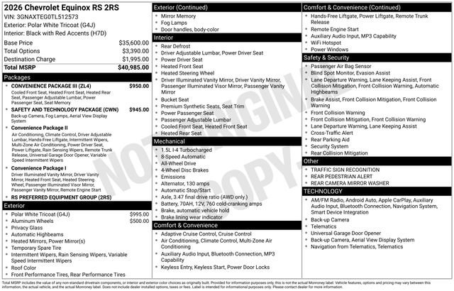 New 2026 Chevrolet Equinox RS w/ Convenience Package III AWD/4WD image 4