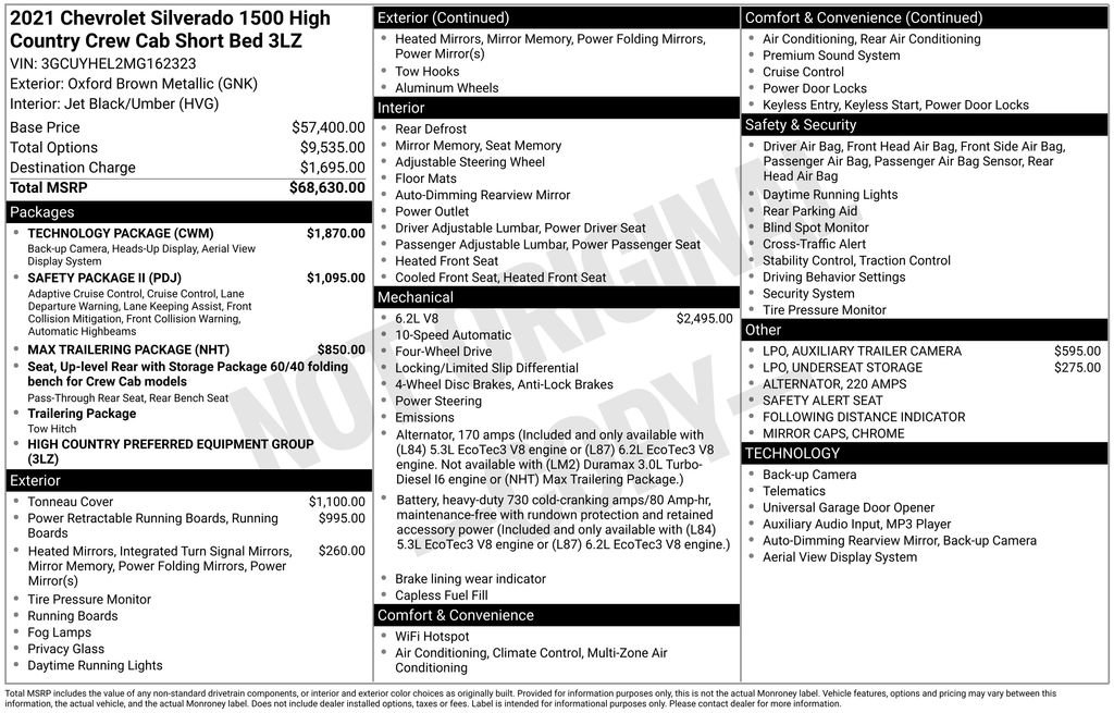 Used 2021 Chevrolet Silverado 1500 High Country w/ Technology Package image 7