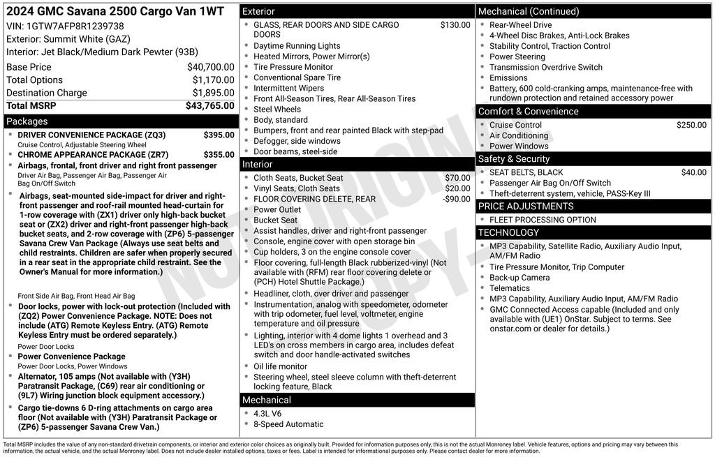 Used 2024 GMC Savana 2500 w/ Driver Convenience Package RWD image 10