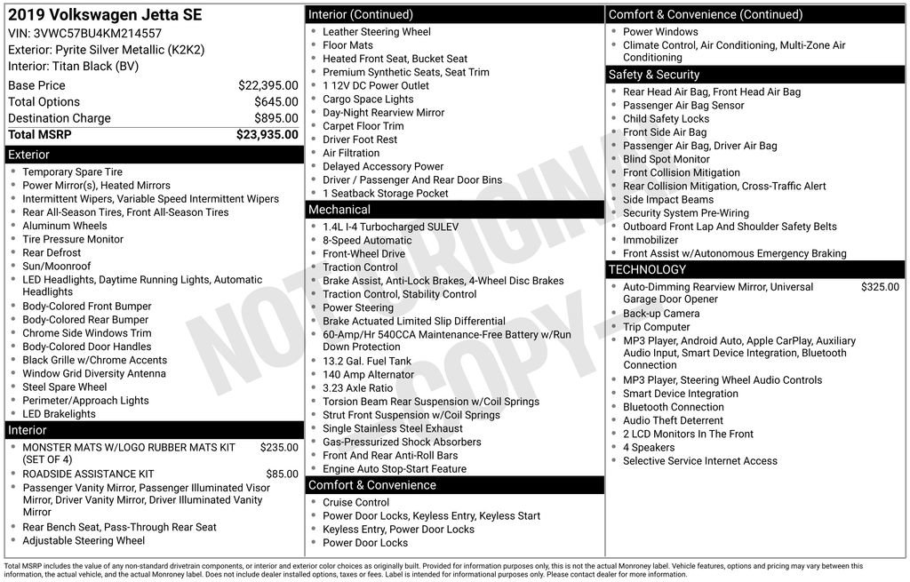 Used 2019 Volkswagen Jetta SE FWD image 4