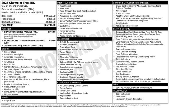 Used 2025 Chevrolet Trax RS w/ Driver Confidence Package image 20