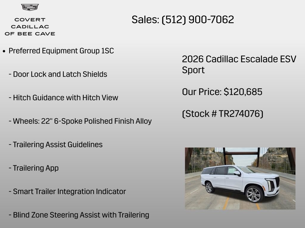 New 2026 Cadillac Escalade ESV Sport w/ Touring Package AWD/4WD image 12