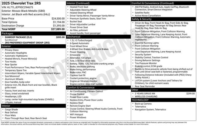 Used 2025 Chevrolet Trax RS w/ Sunroof Package FWD image 31