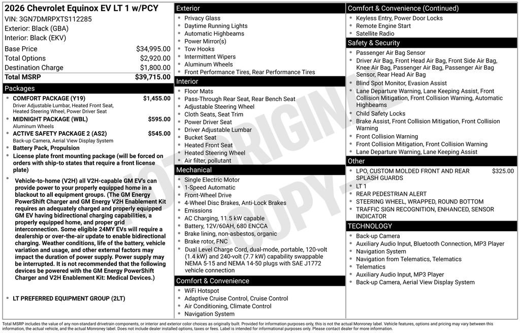 New 2026 Chevrolet Equinox EV LT w/ Comfort Package image 45