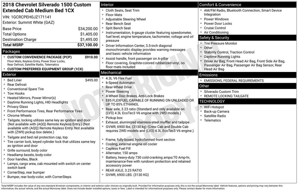 Used 2018 Chevrolet Silverado 1500 Custom w/ Custom Convenience Package image 15