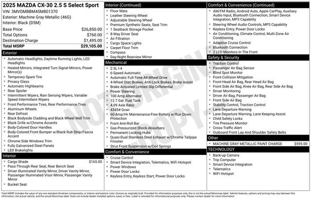 Used 2025 MAZDA CX-30 AWD 2.5 S w/ Select Sport Pkg image 14