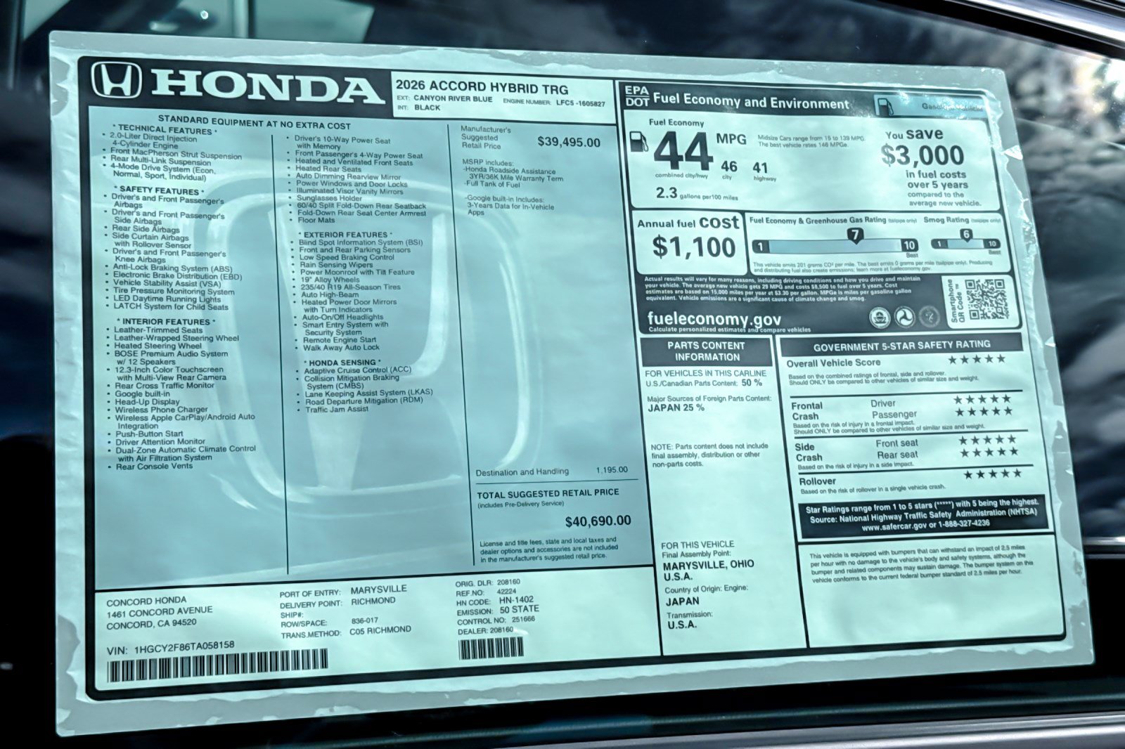New 2026 Honda Accord Touring image 34