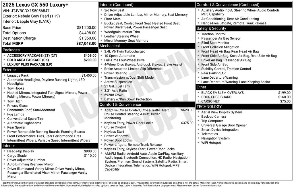Used 2025 Lexus GX 550 w/ Accessory Package (2T) AWD/4WD image 44