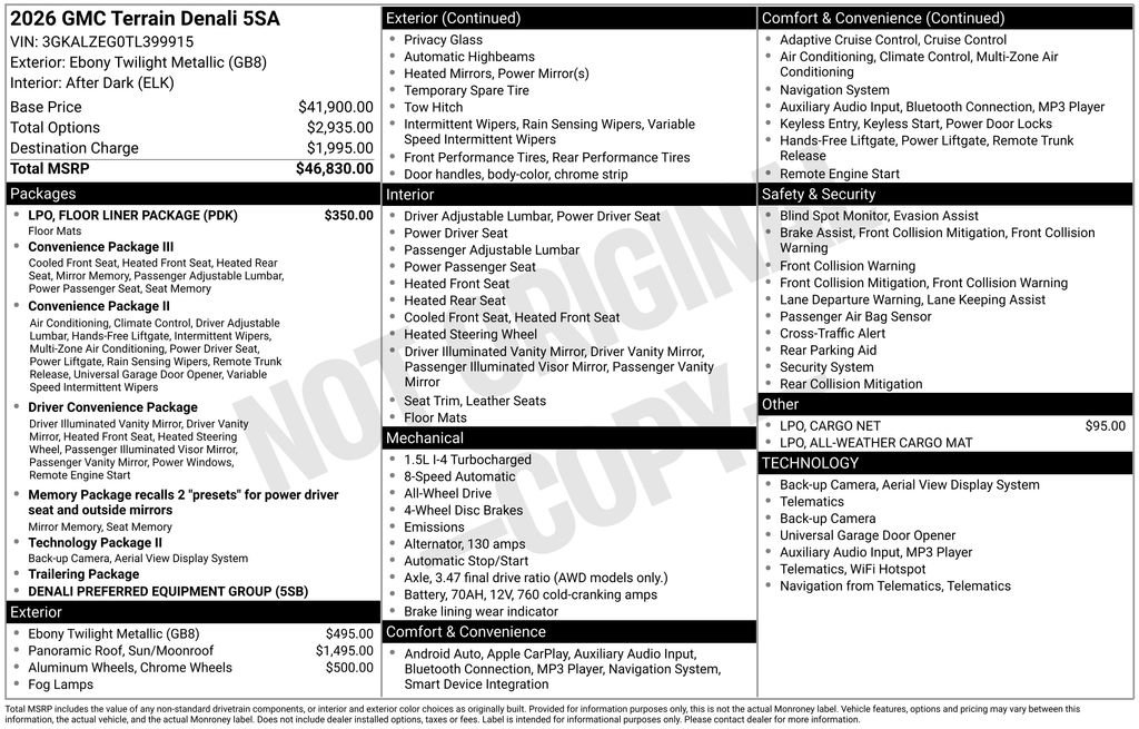 New 2026 GMC Terrain Denali w/ LPO, Floor Liner Package image 48