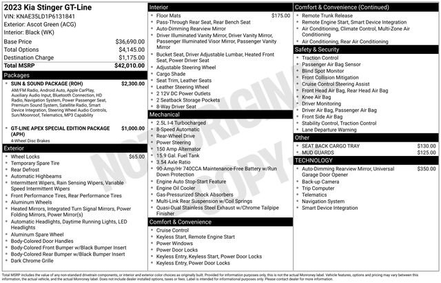 Used 2023 Kia Stinger GT-Line w/ Sun & Sound Package image 2