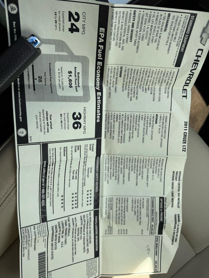 Used 2011 Chevrolet Cruze LTZ w/ RS Package FWD image 30