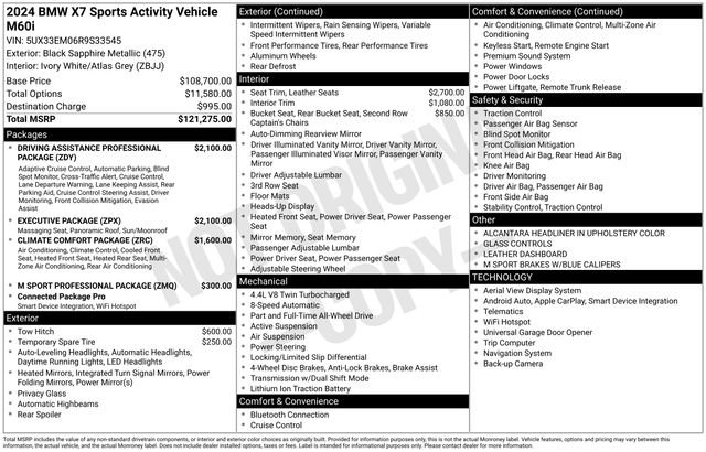 Used 2024 BMW X7 M60i w/ Executive Package image 49