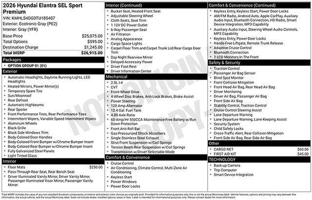 New 2026 Hyundai Elantra SEL Sport Premium FWD image 6