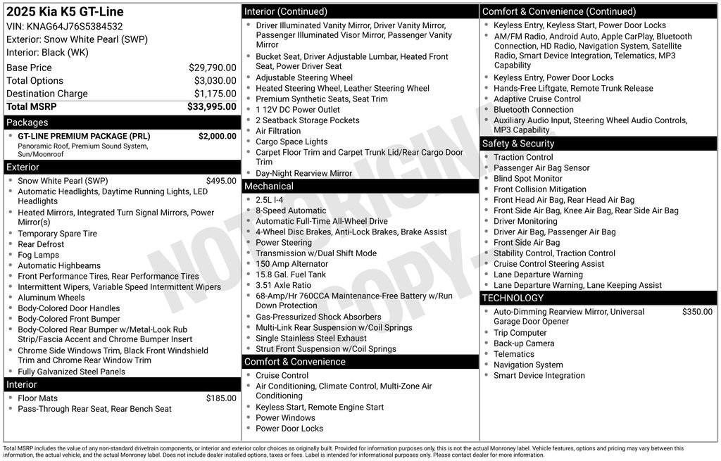 New 2025 Kia K5 GT-Line w/ GT-Line Premium Package image 3