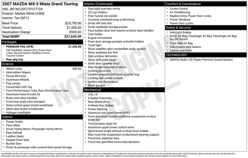 Used 2007 MAZDA MX-5 Miata Grand Touring w/ Premium Pkg image 28
