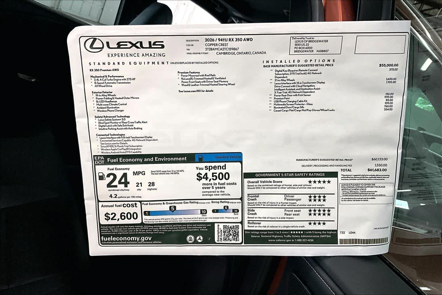 New 2026 Lexus RX 350 Premium w/ Accessory Package (K3) AWD/4WD image 14