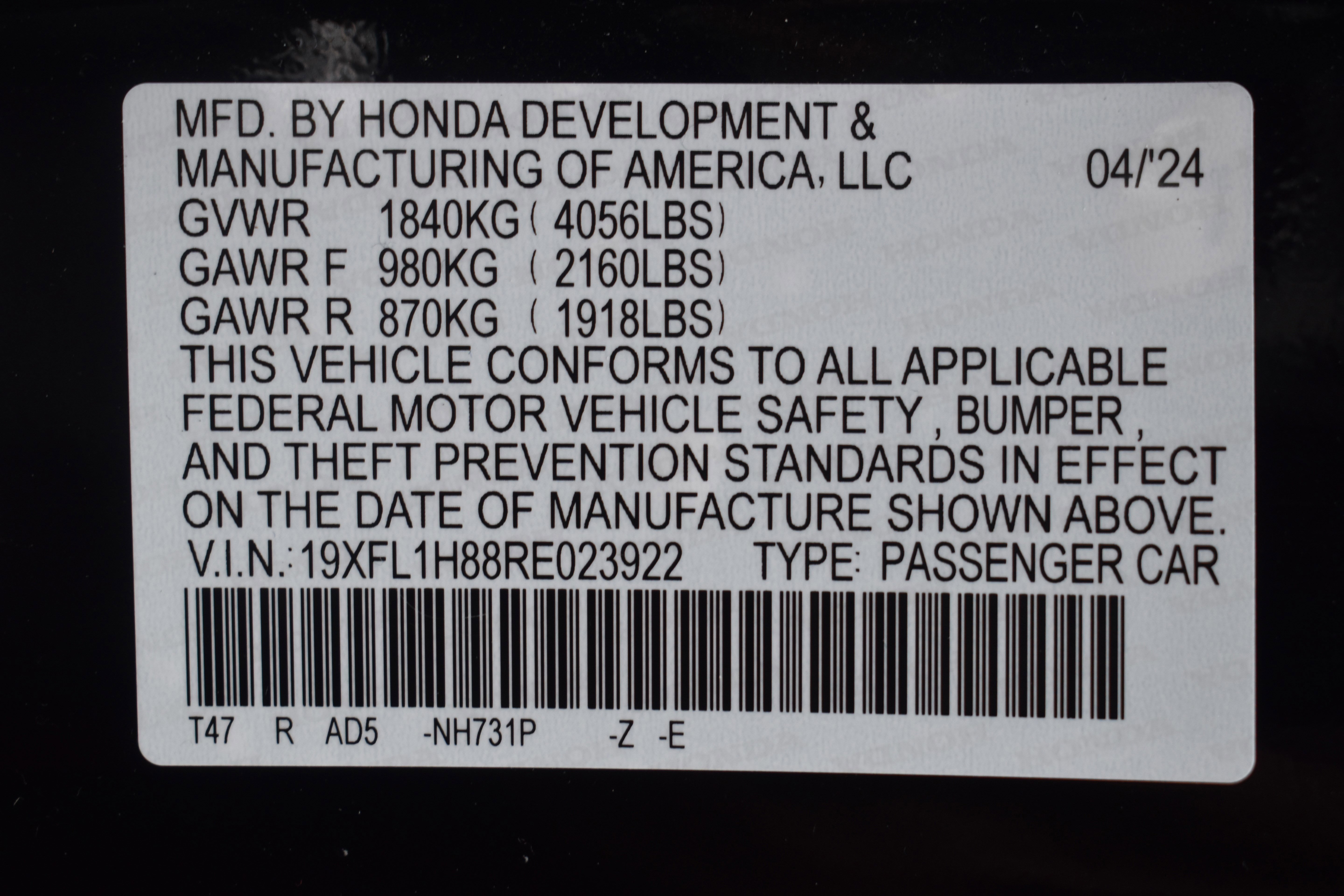 Certified 2024 Honda Civic Sport Touring image 42