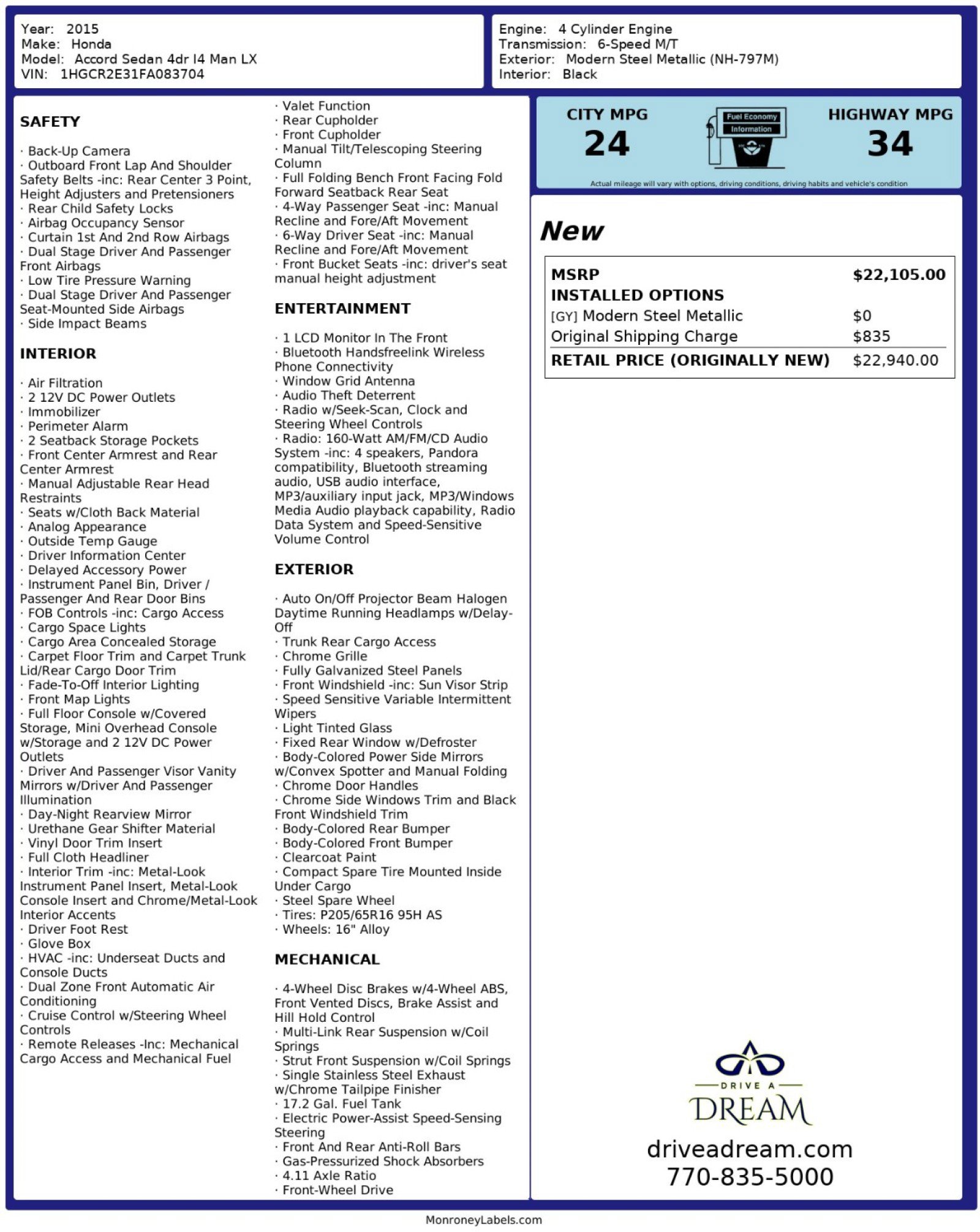 Used 2015 Honda Accord LX image 47