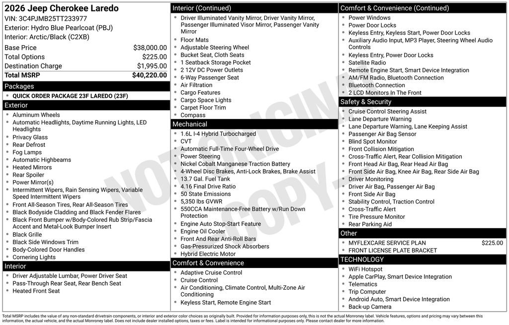 New 2026 Jeep Cherokee Laredo AWD/4WD image 6