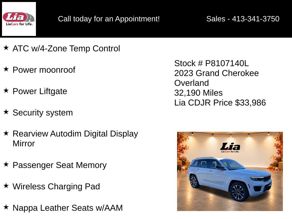 Certified 2023 Jeep Grand Cherokee Overland w/ Luxury Tech Group IV AWD/4WD image 21