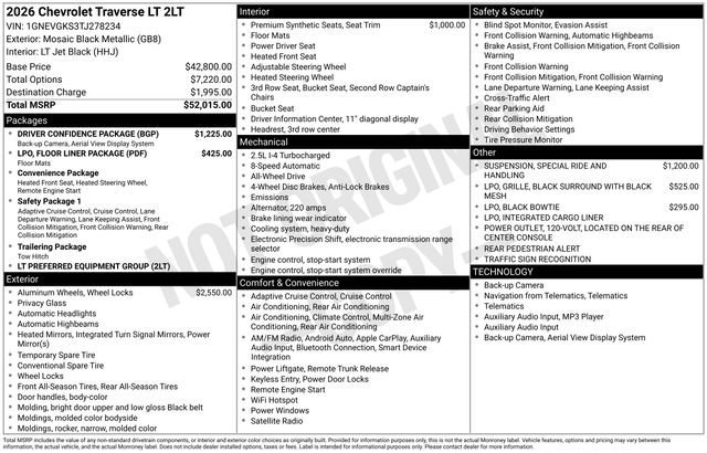 New 2026 Chevrolet Traverse LT w/ Driver Confidence Package AWD/4WD image 4