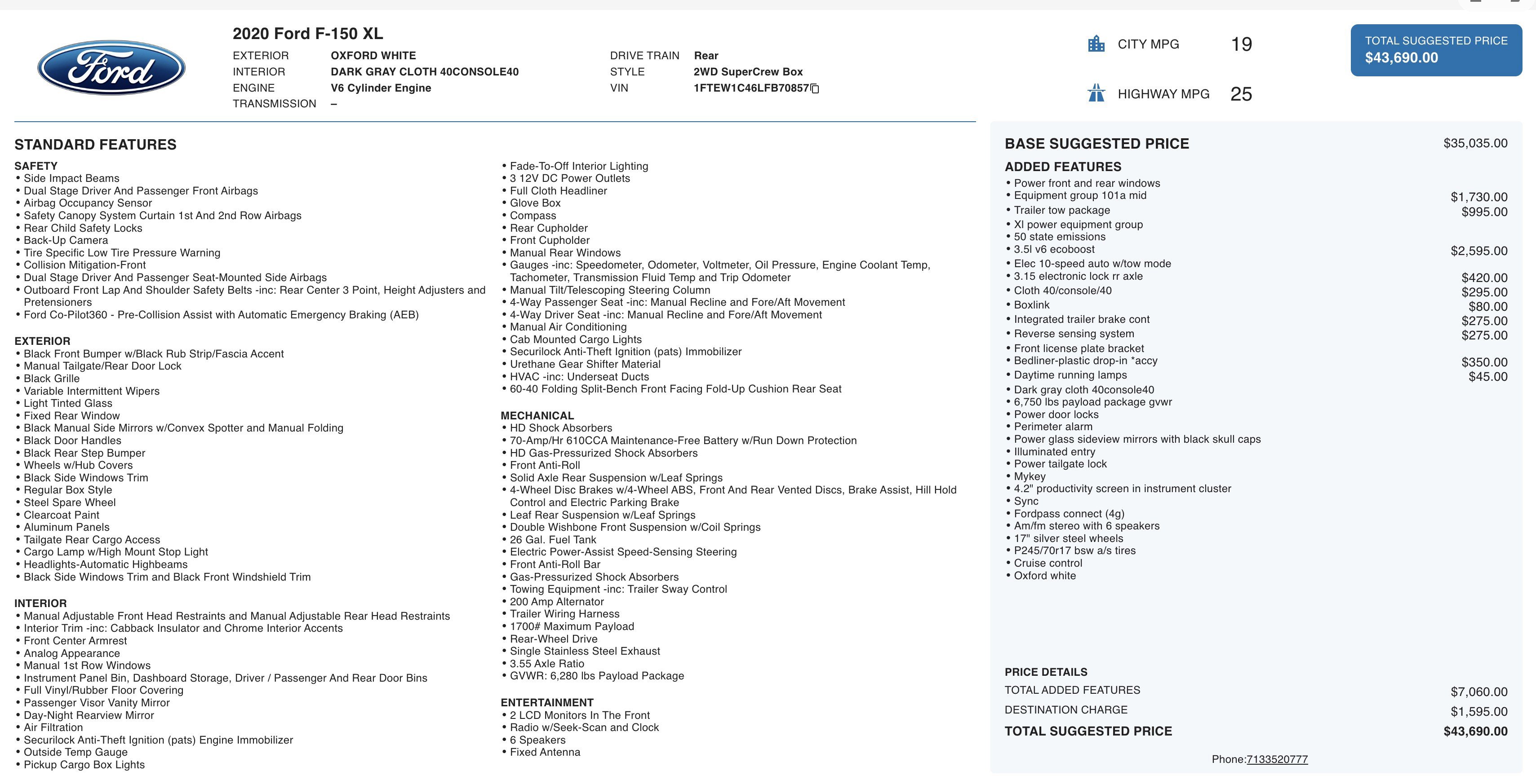 Used 2020 Ford F150 XL w/ Equipment Group 101A Mid image 4