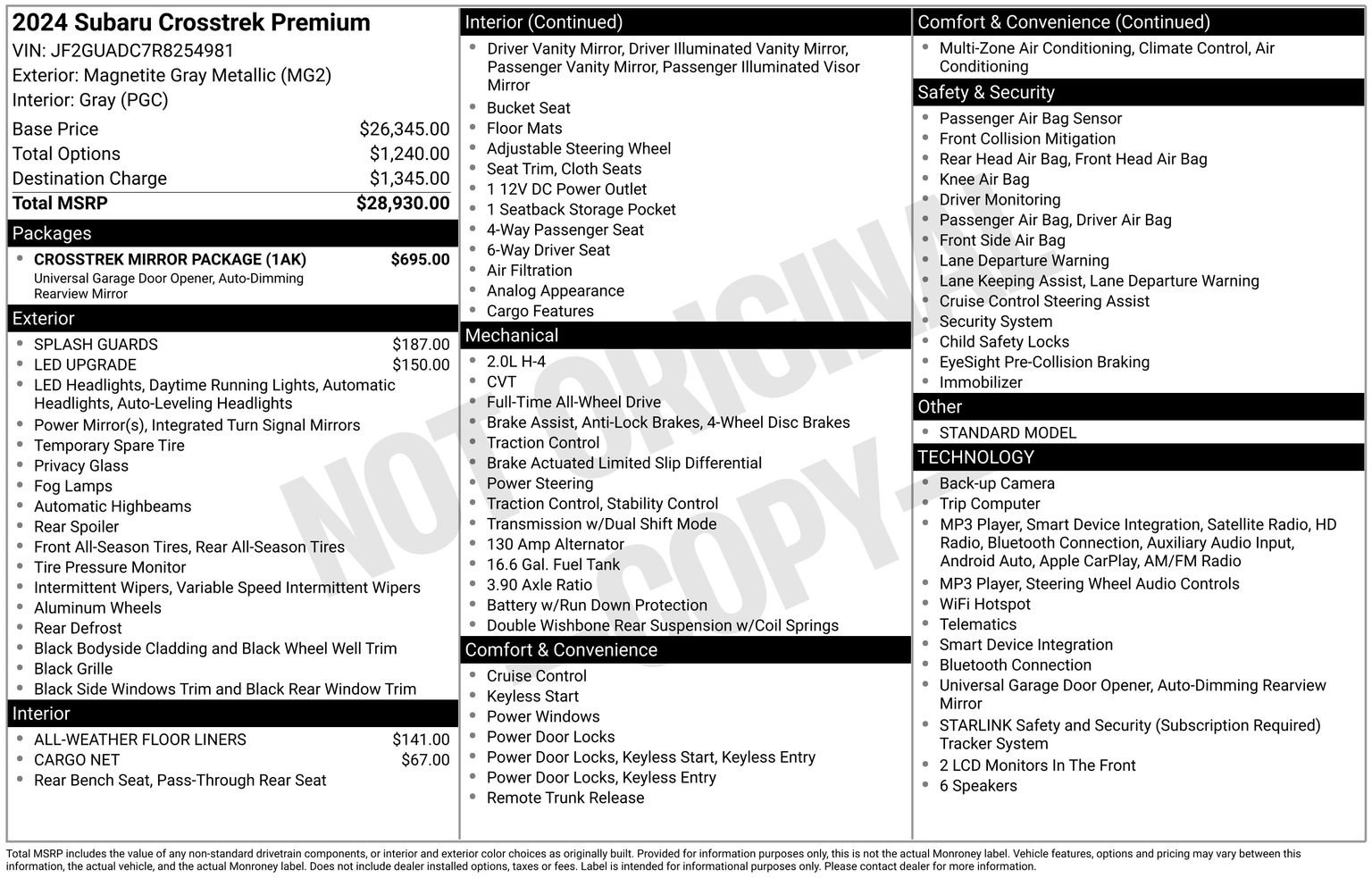 Certified 2024 Subaru Crosstrek 2.0i Premium w/ Crosstrek Mirror Package AWD/4WD image 35