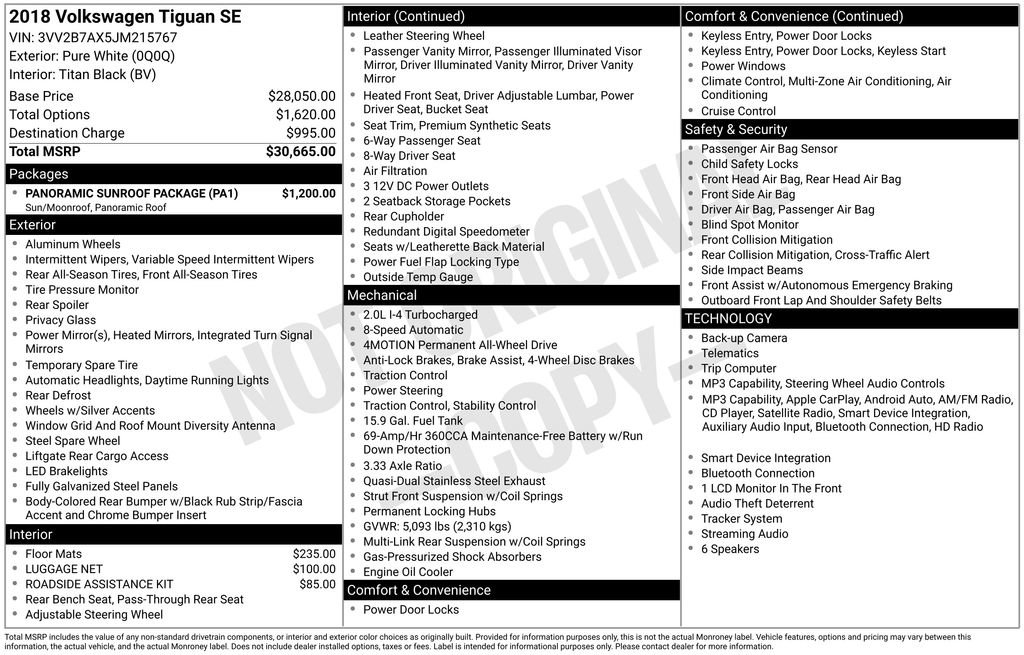 Used 2018 Volkswagen Tiguan SE w/ Panoramic Sunroof Package image 29