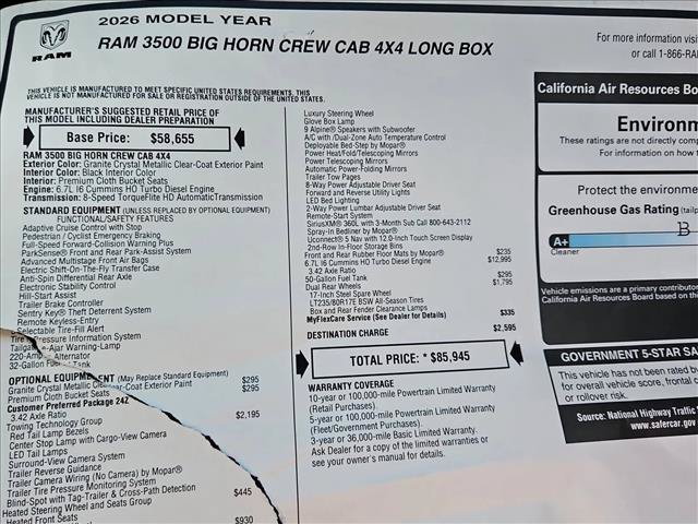 New 2026 RAM 3500 Big Horn AWD/4WD image 18