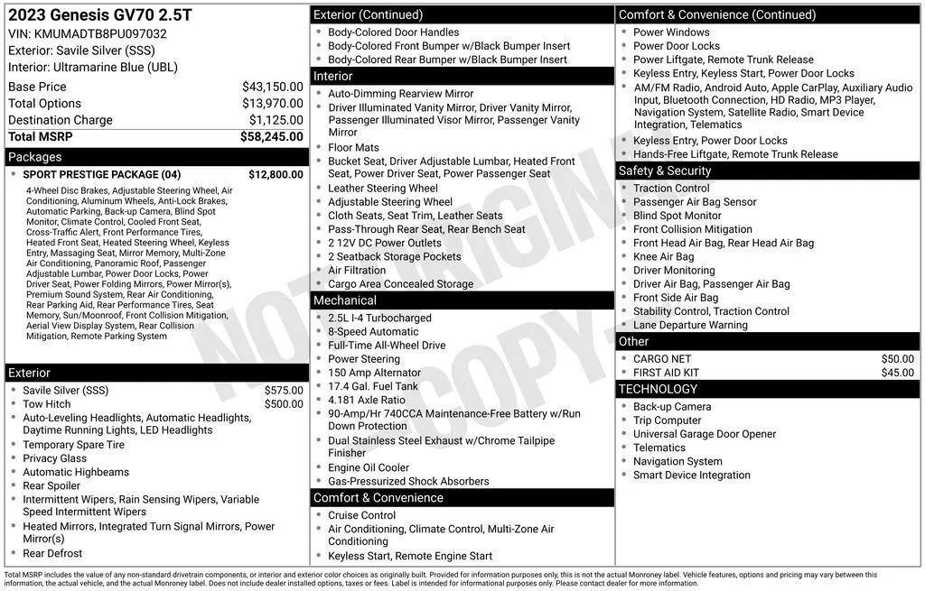 Used 2023 Genesis GV70 2.5T w/ Sport Prestige Package image 34