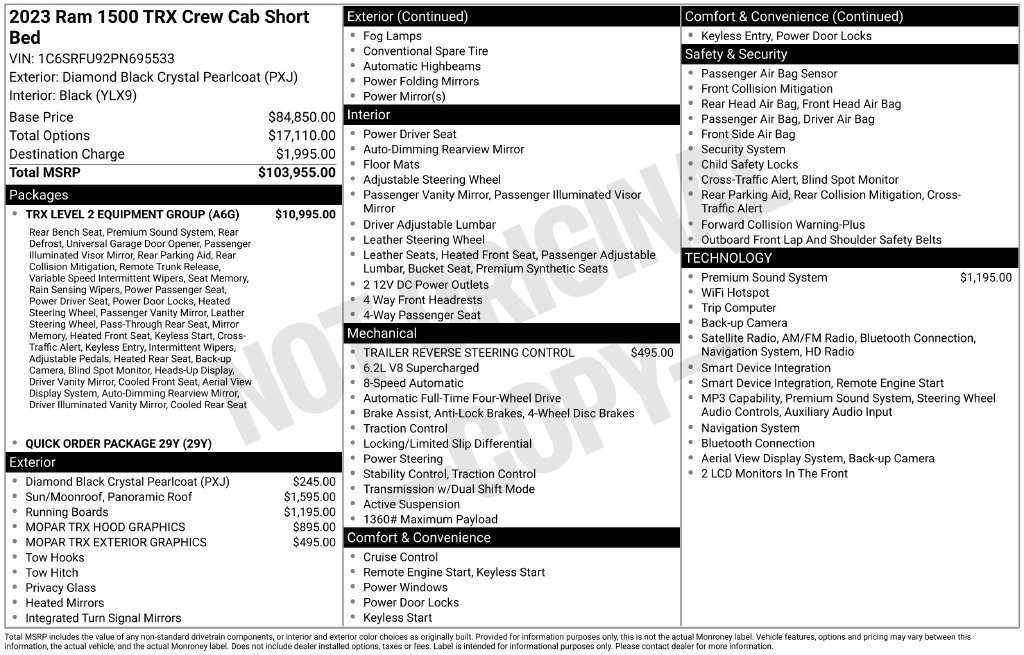 Used 2023 RAM 1500 TRX w/ TRX Level 2 Equipment Group AWD/4WD image 39