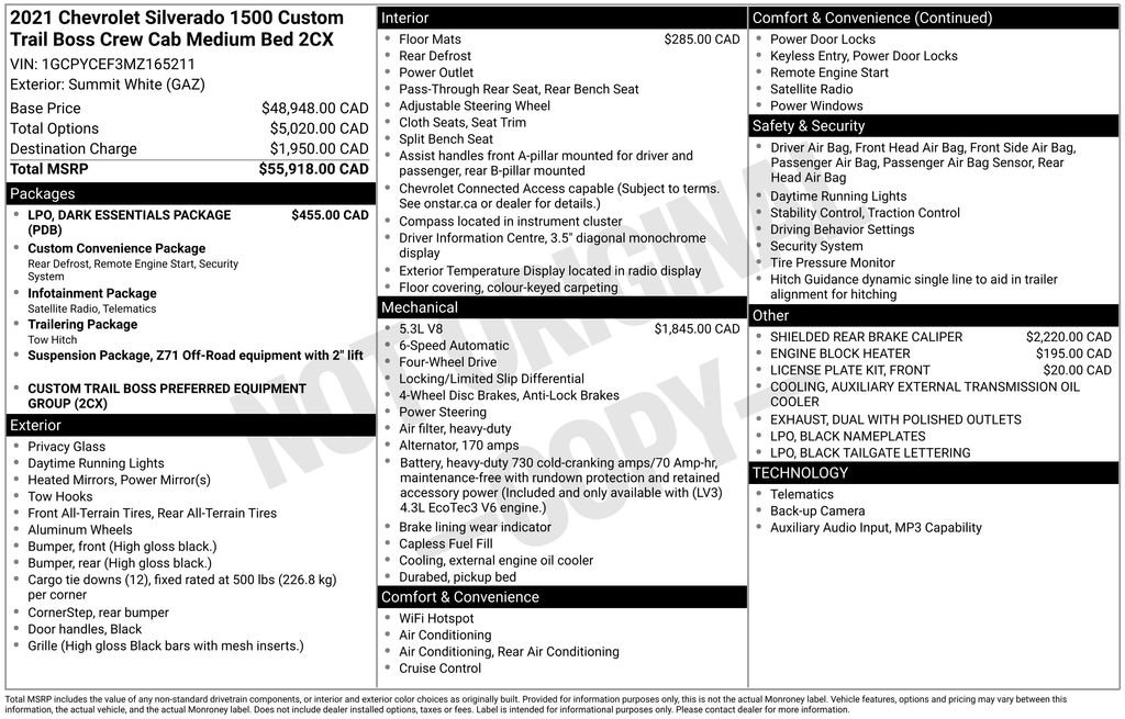 Used 2021 Chevrolet Silverado 1500 Custom Trail Boss w/ LPO, Dark Essentials Package AWD/4WD image 27