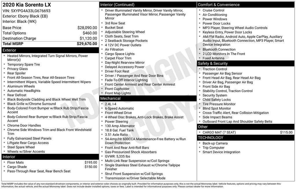 Used 2020 Kia Sorento LX image 28