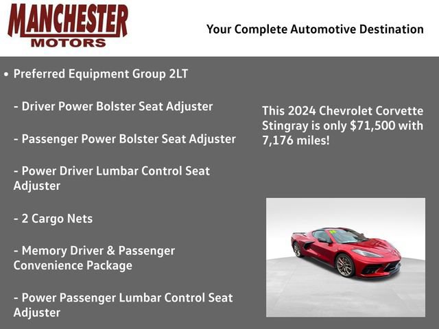 Used 2024 Chevrolet Corvette Stingray Preferred Cpe w/ Z51 Performance Package RWD image 2